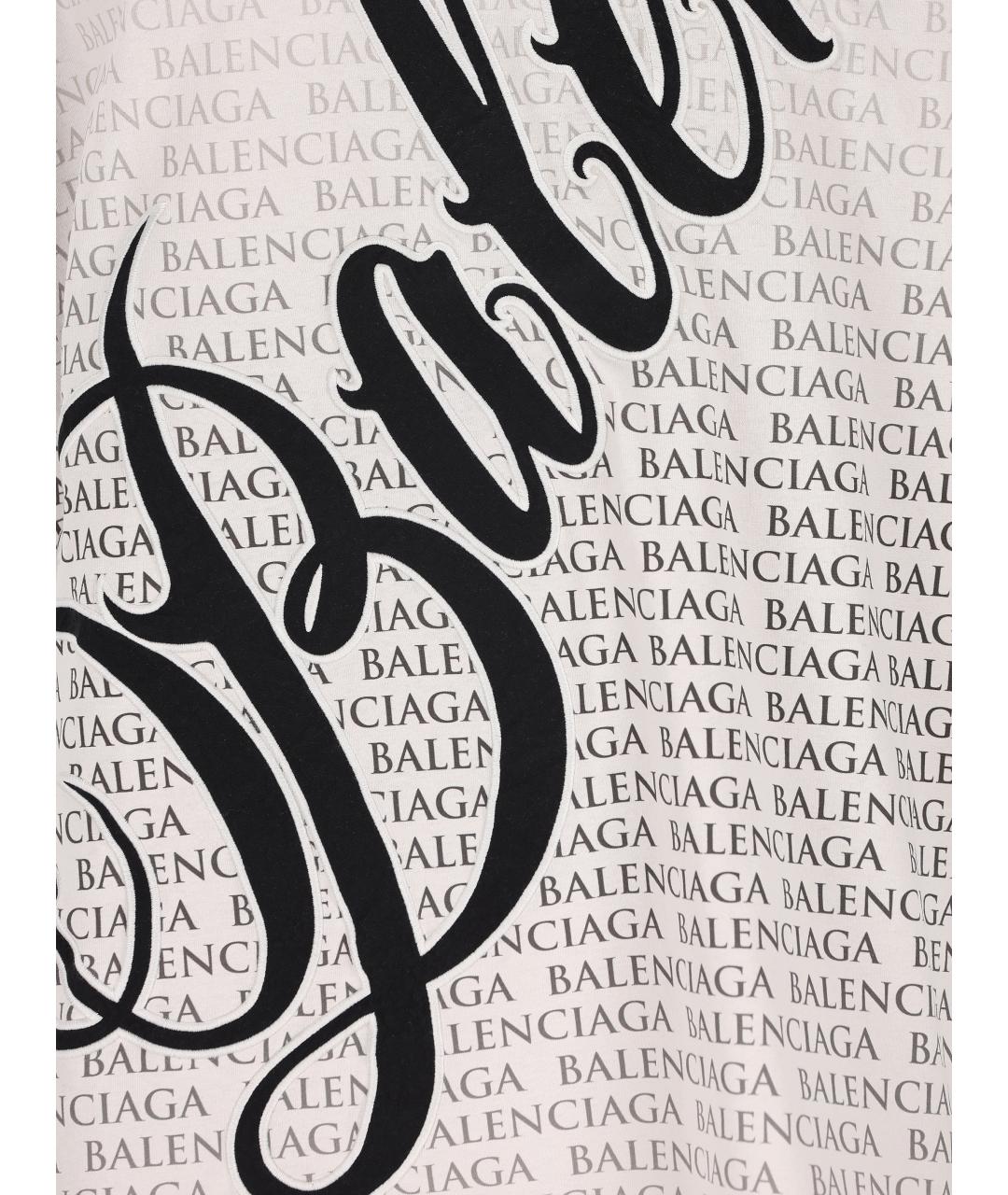 BALENCIAGA Белая хлопковая футболка, фото 4