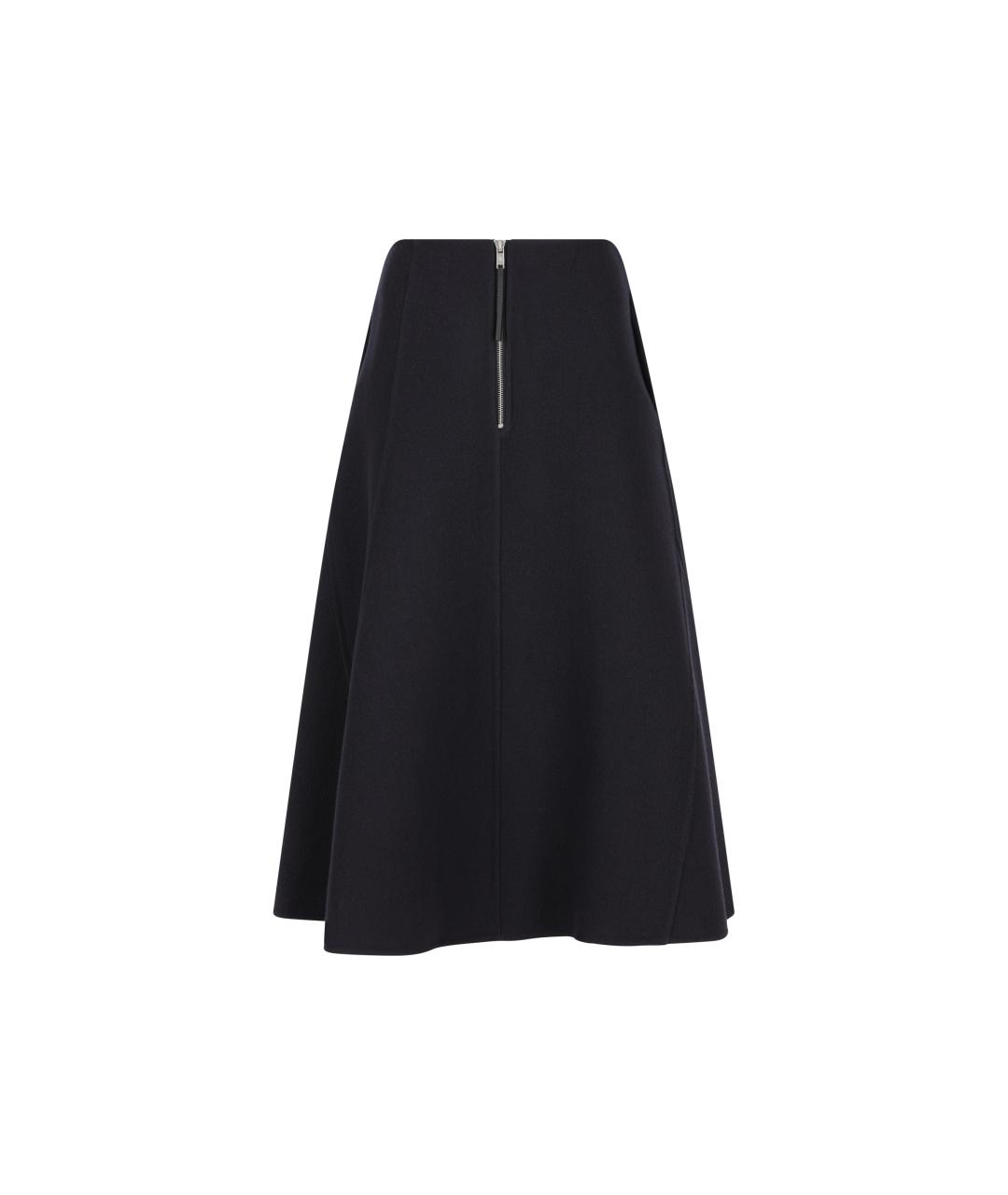 JIL SANDER Черная шерстяная юбка миди, фото 2