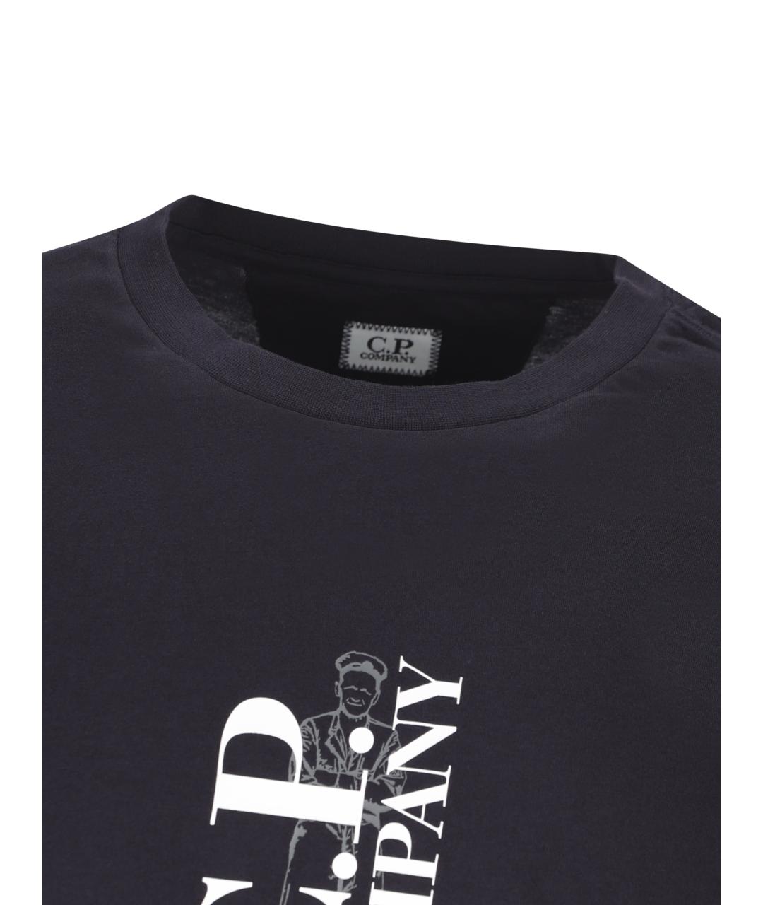 CP COMPANY Темно-синяя хлопковая футболка, фото 3