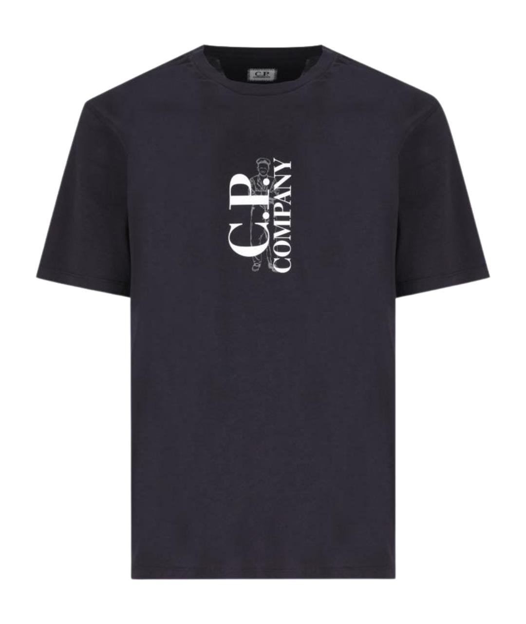 CP COMPANY Темно-синяя хлопковая футболка, фото 1