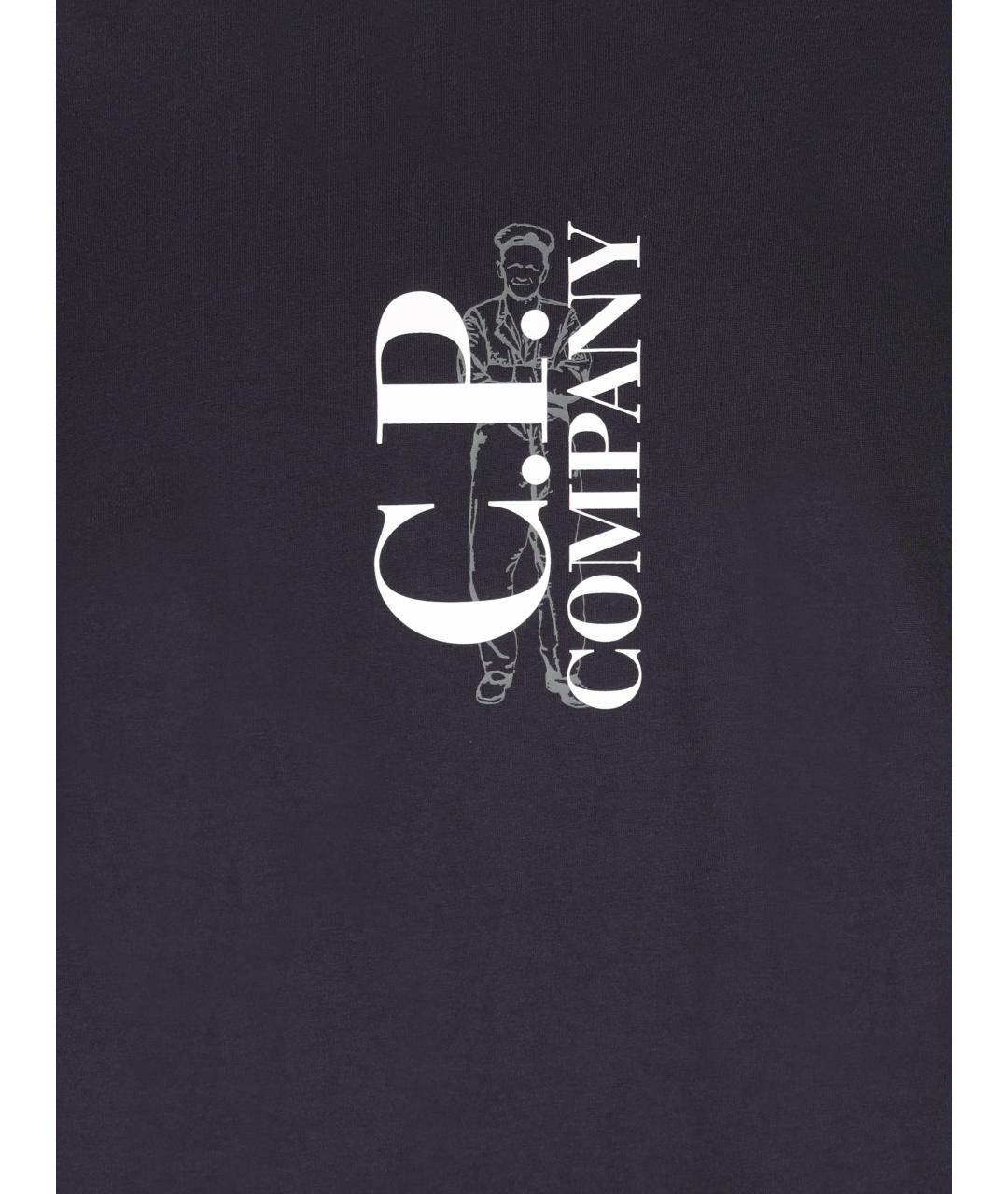 CP COMPANY Темно-синяя хлопковая футболка, фото 4