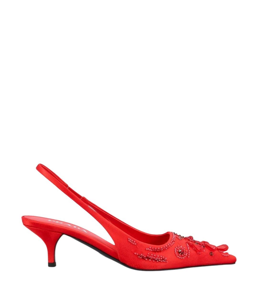 PRADA Красные текстильные туфли, фото 1