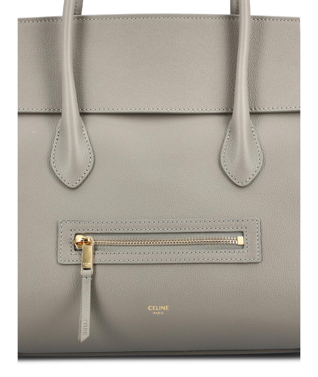 CELINE Серая кожаная сумка тоут, фото 4