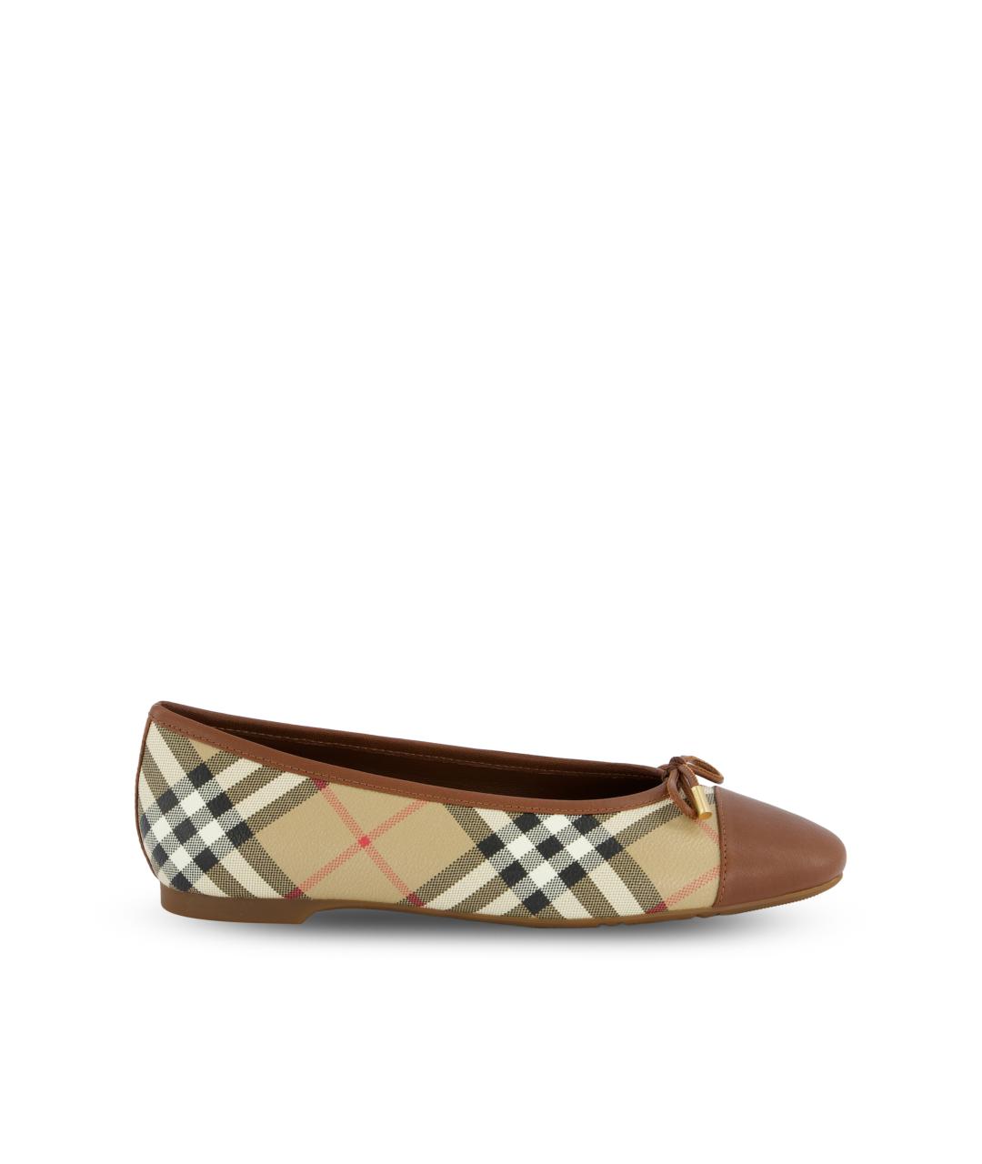 BURBERRY Бежевые текстильные балетки, фото 5