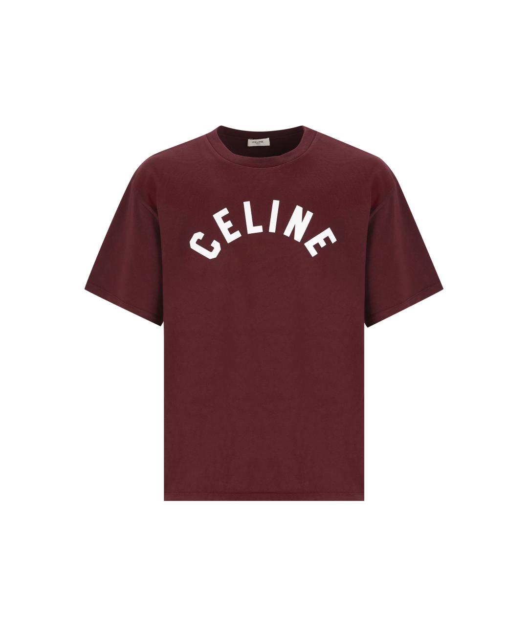 CELINE Бордовая хлопковая футболка, фото 5
