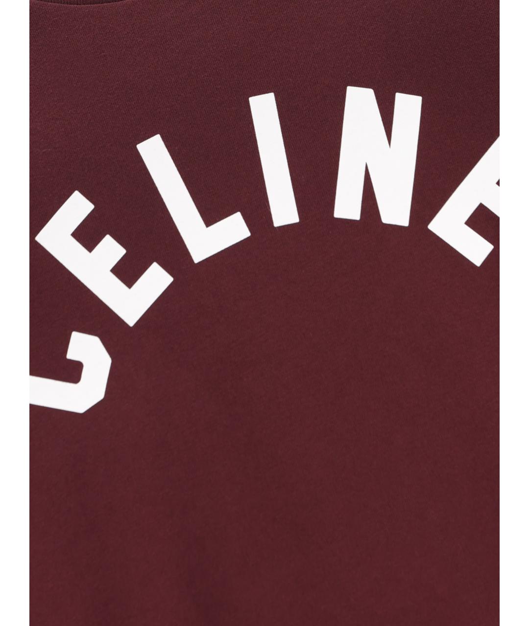 CELINE Бордовая хлопковая футболка, фото 3
