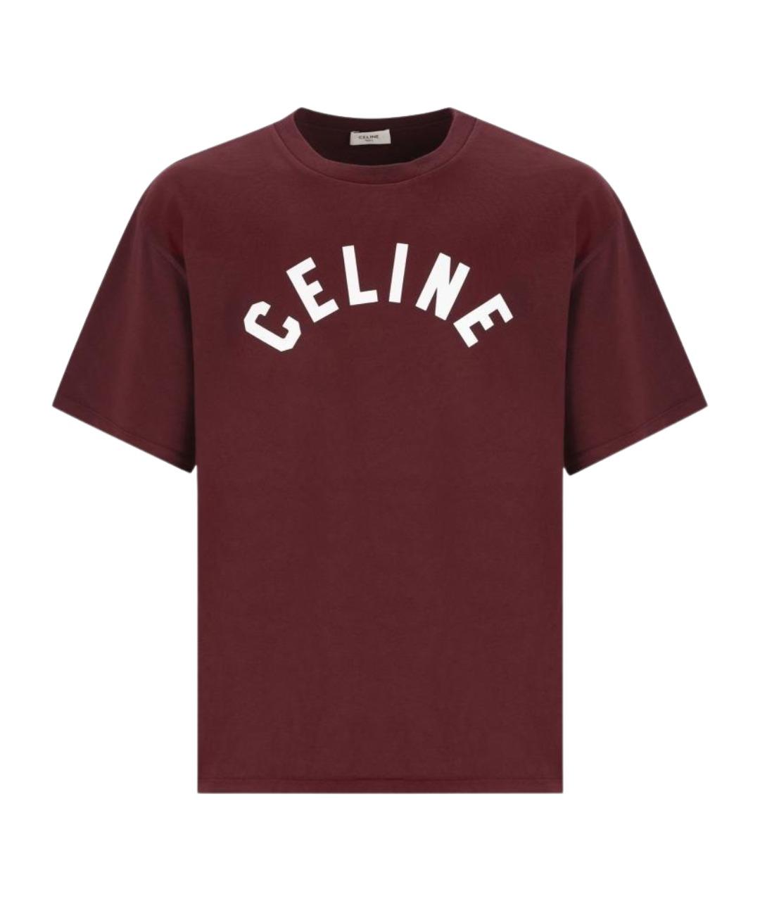 CELINE Бордовая хлопковая футболка, фото 1