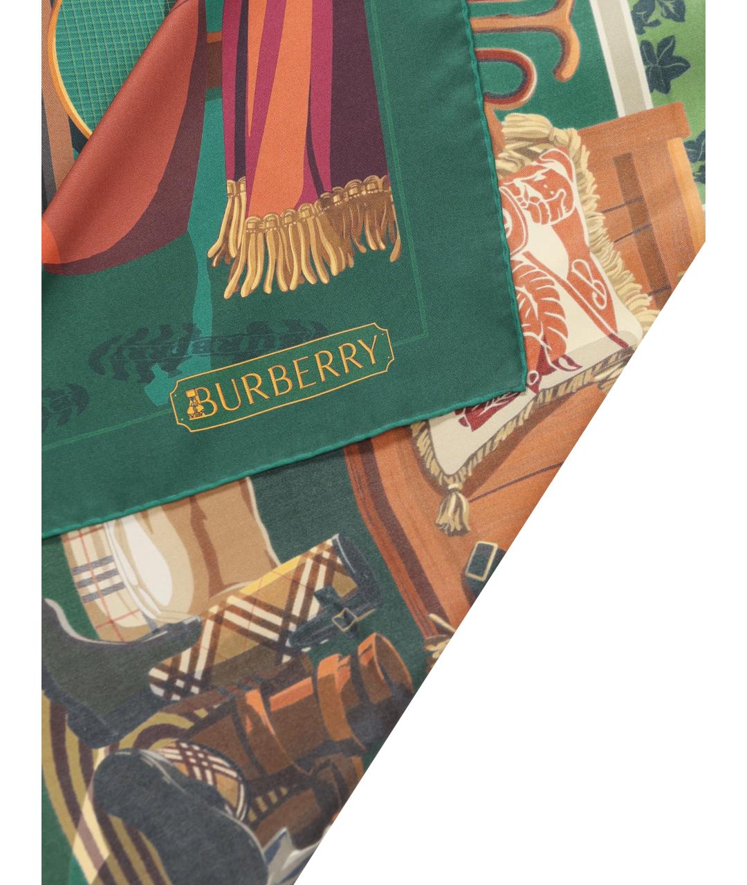 BURBERRY Зеленый шелковый платок, фото 2