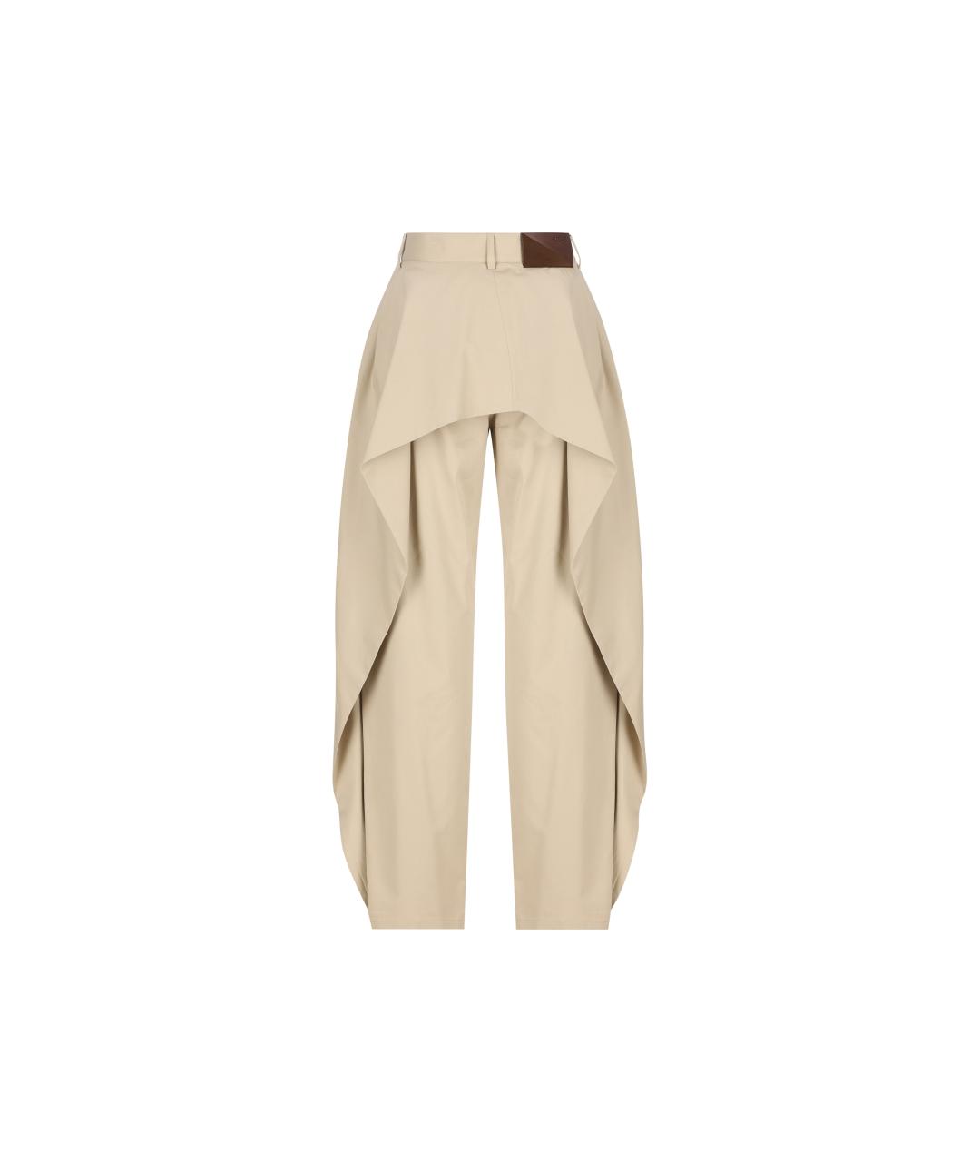 LOEWE Бежевые хлопковые брюки широкие, фото 2