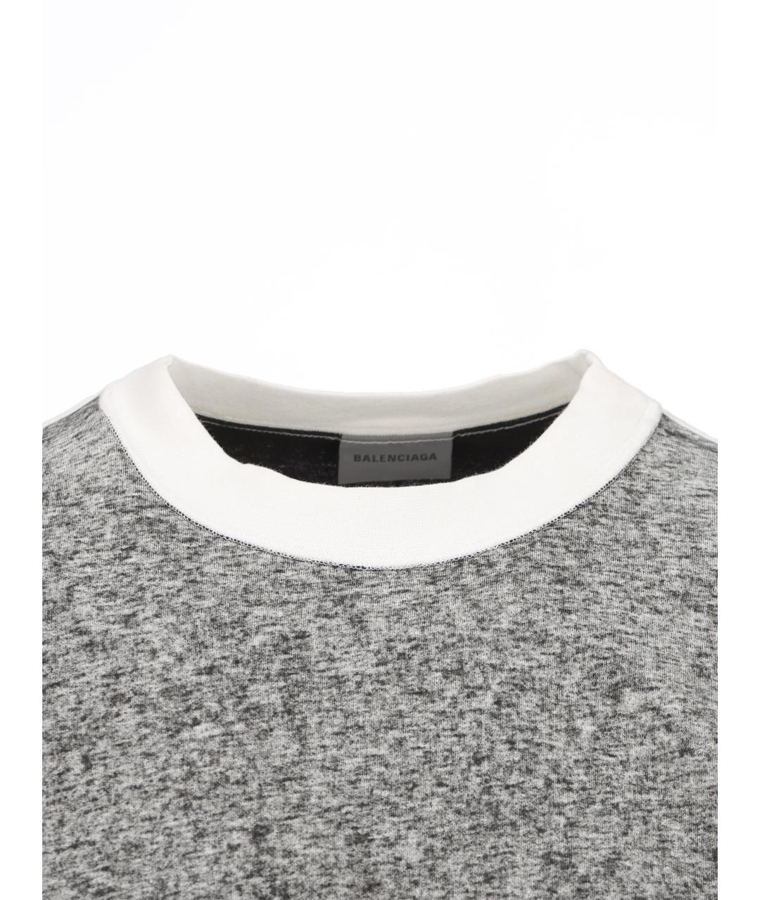BALENCIAGA Серая хлопковая футболка, фото 4