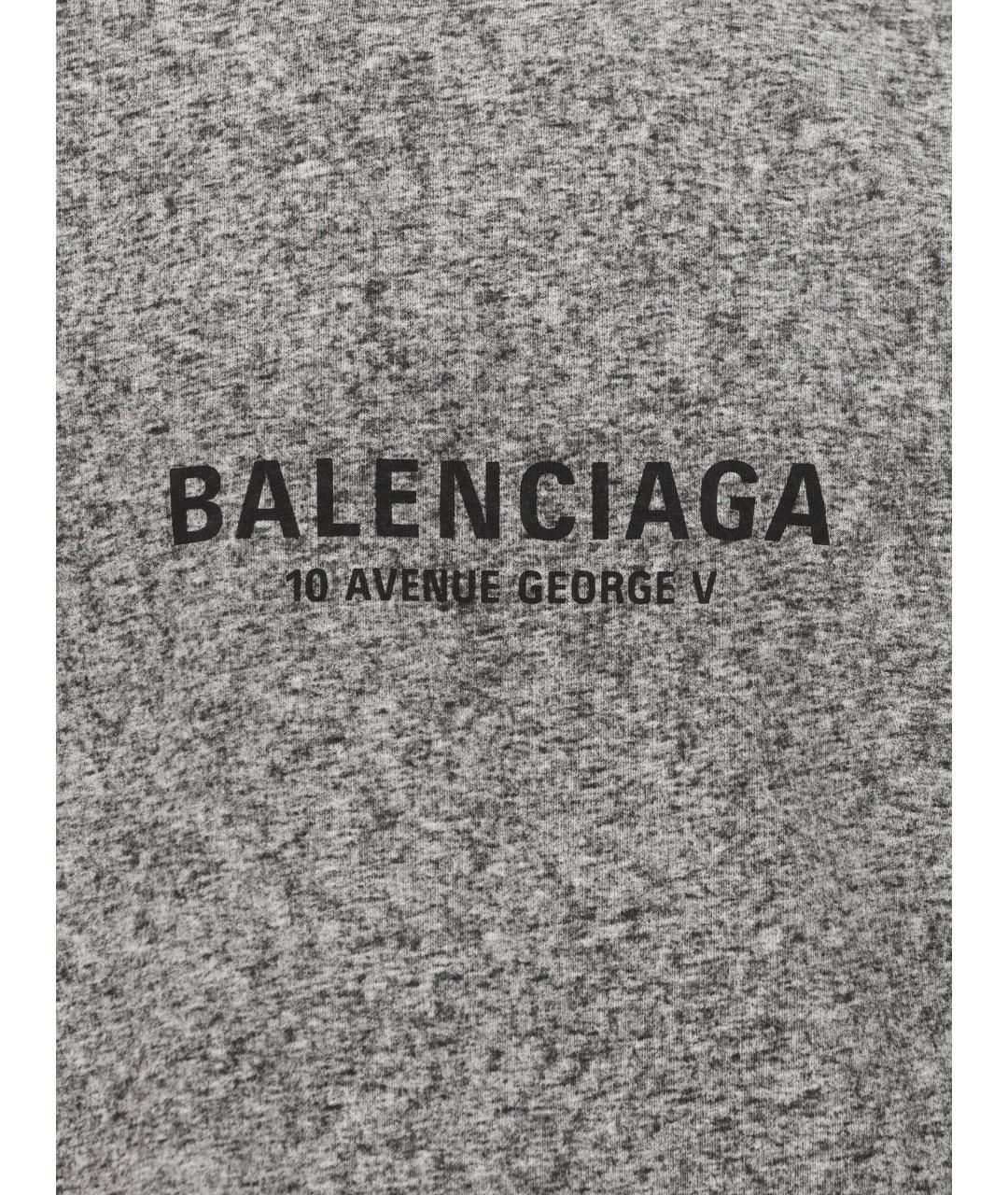 BALENCIAGA Серая хлопковая футболка, фото 3