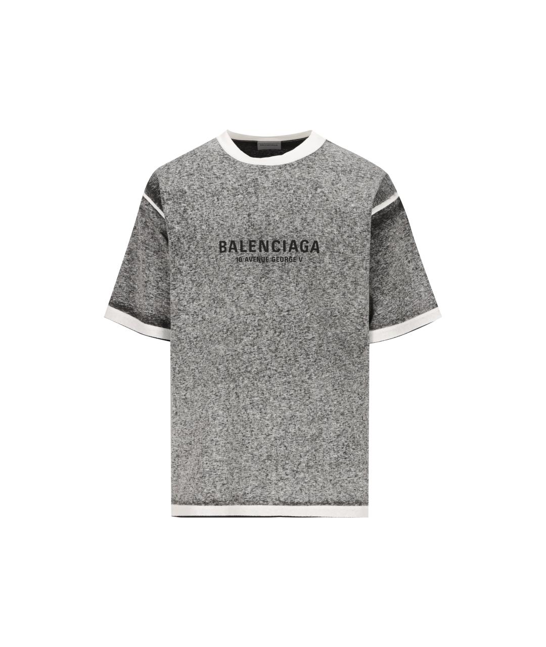 BALENCIAGA Серая хлопковая футболка, фото 5