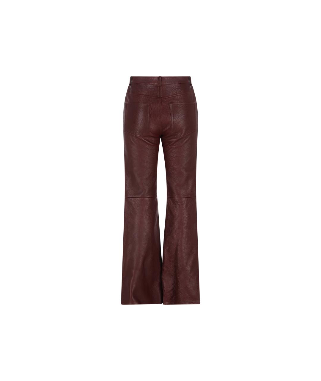 CHLOE Бордовые кожаные прямые брюки, фото 2