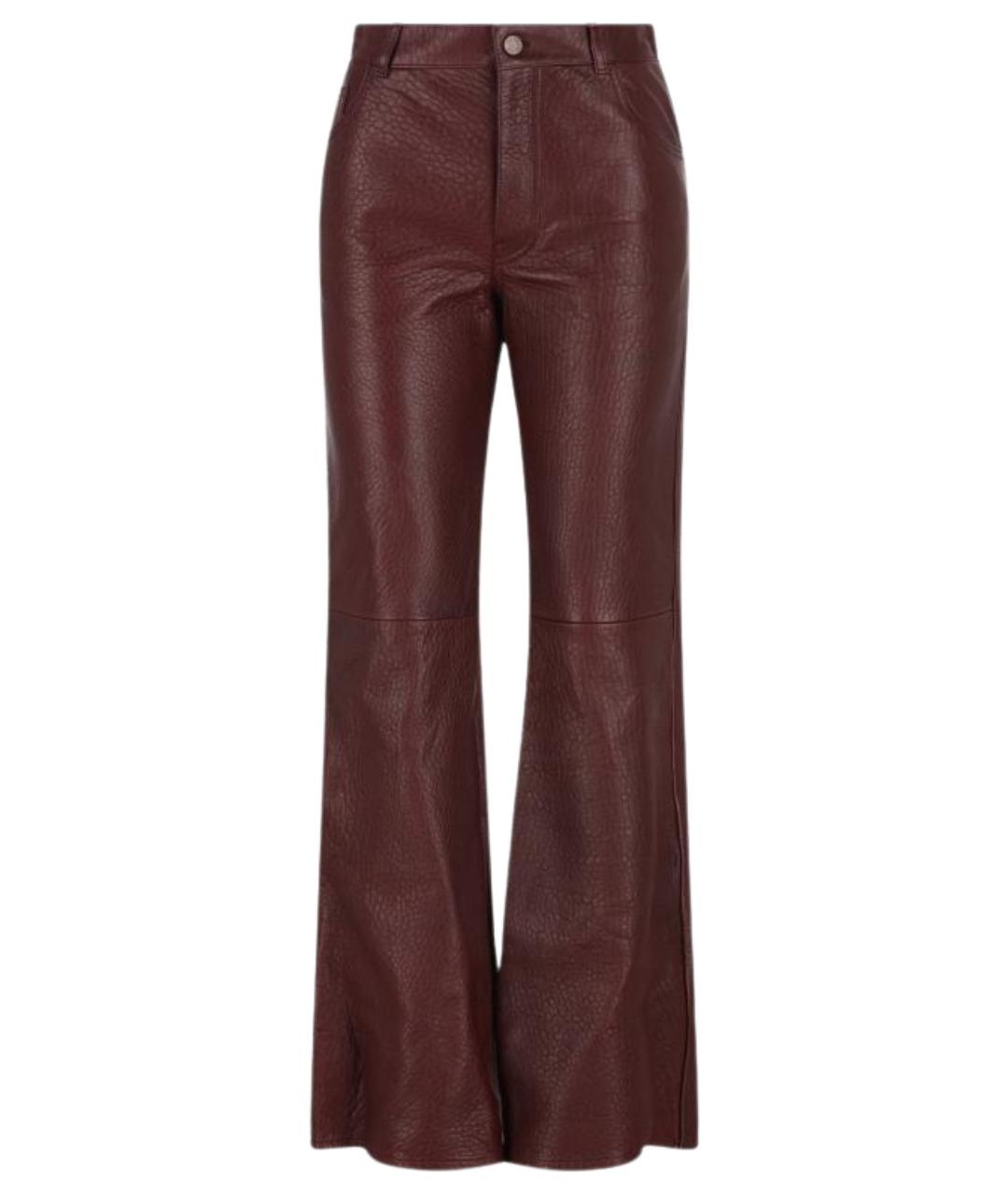CHLOE Бордовые кожаные прямые брюки, фото 1