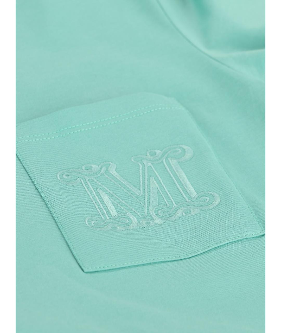 MAX MARA Бирюзовая хлопковая футболка, фото 4