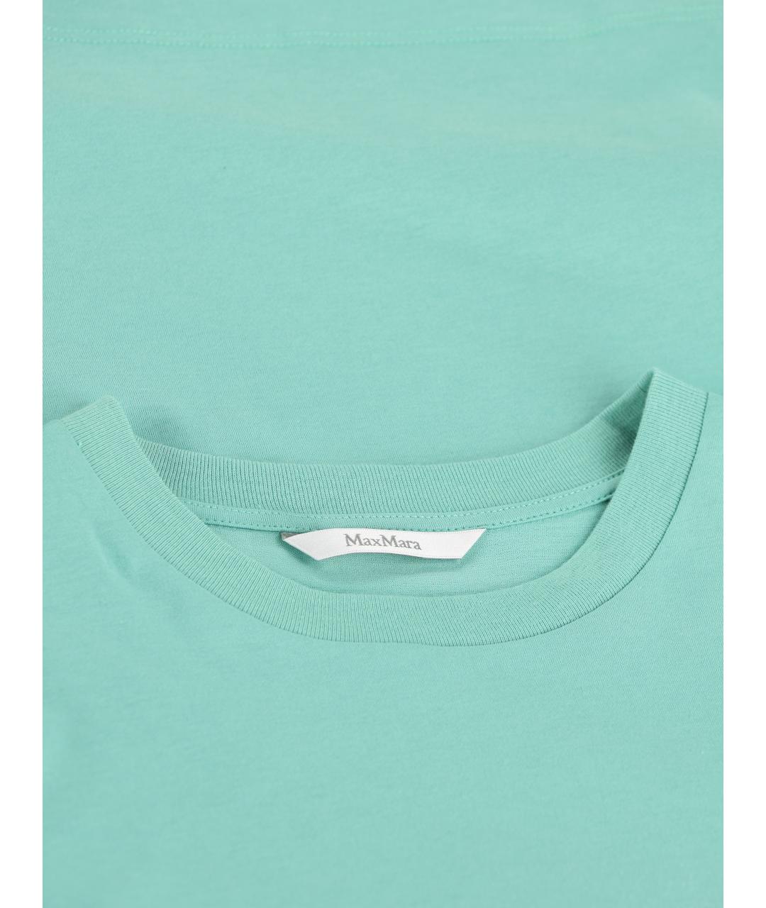 MAX MARA Бирюзовая хлопковая футболка, фото 3