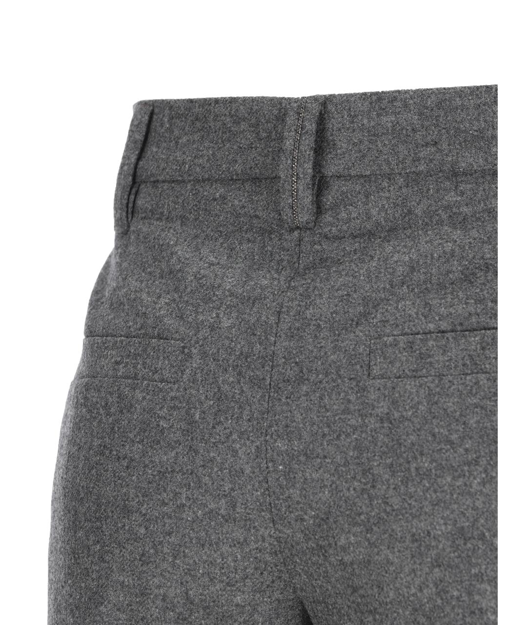 BRUNELLO CUCINELLI Серые шерстяные брюки широкие, фото 4