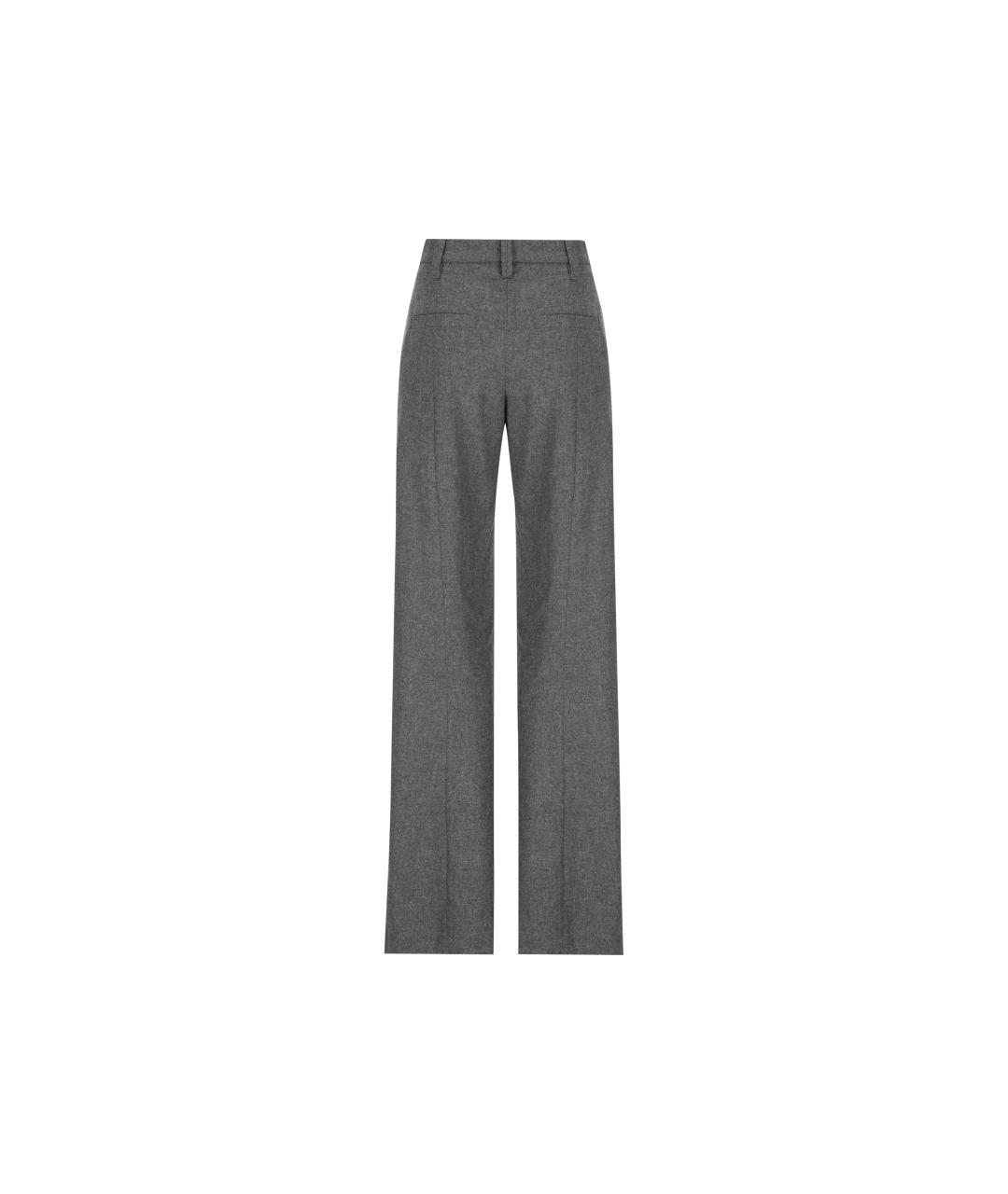 BRUNELLO CUCINELLI Серые шерстяные брюки широкие, фото 2