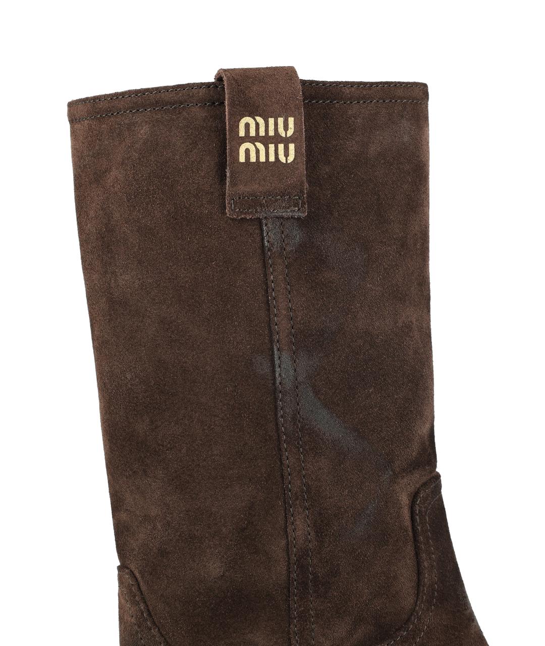 MIU MIU Коричневые замшевые сапоги, фото 4