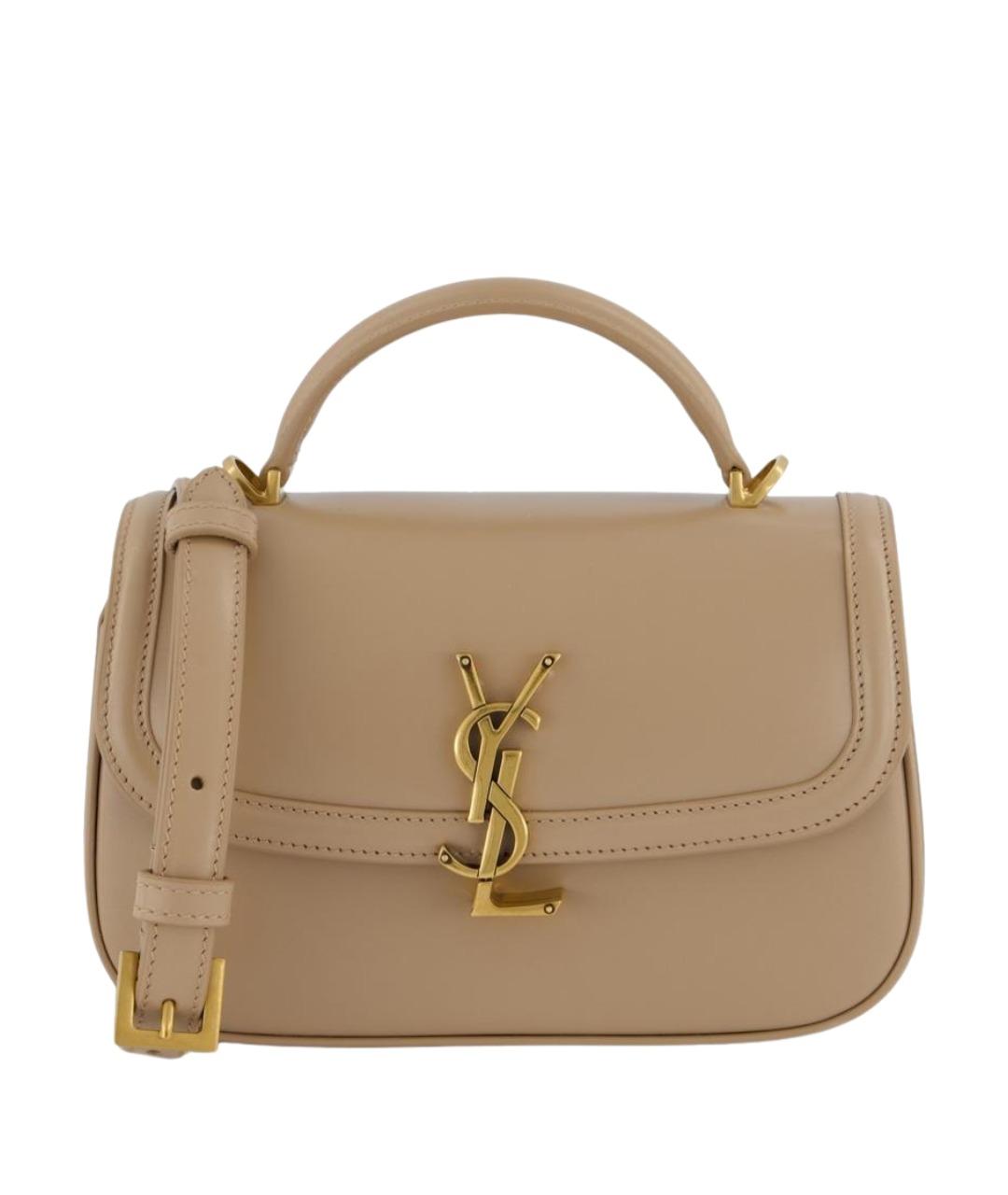 SAINT LAURENT Бежевая кожаная сумка через плечо, фото 1