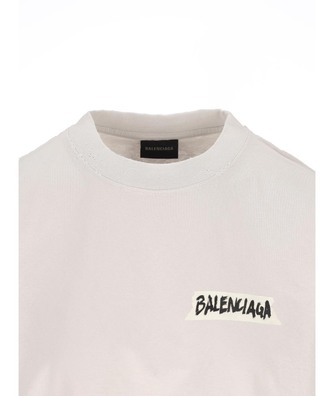 BALENCIAGA Белая хлопковая футболка, фото 4