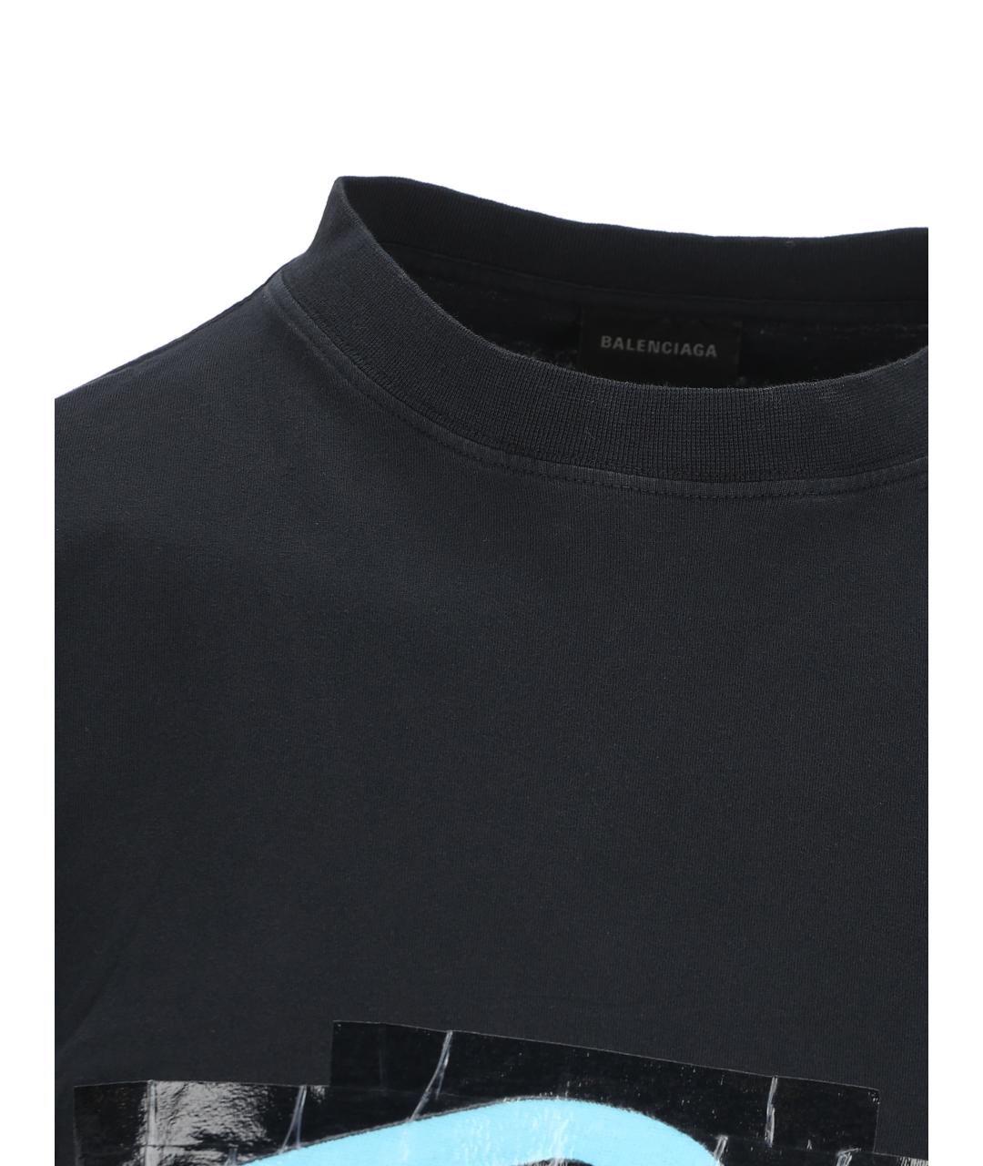 BALENCIAGA Черная хлопковая футболка, фото 4
