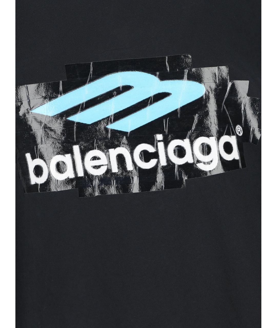 BALENCIAGA Черная хлопковая футболка, фото 3