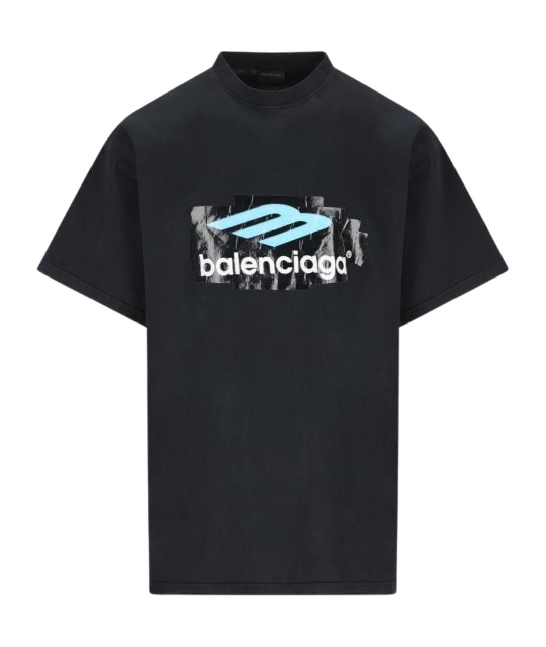 BALENCIAGA Черная хлопковая футболка, фото 1