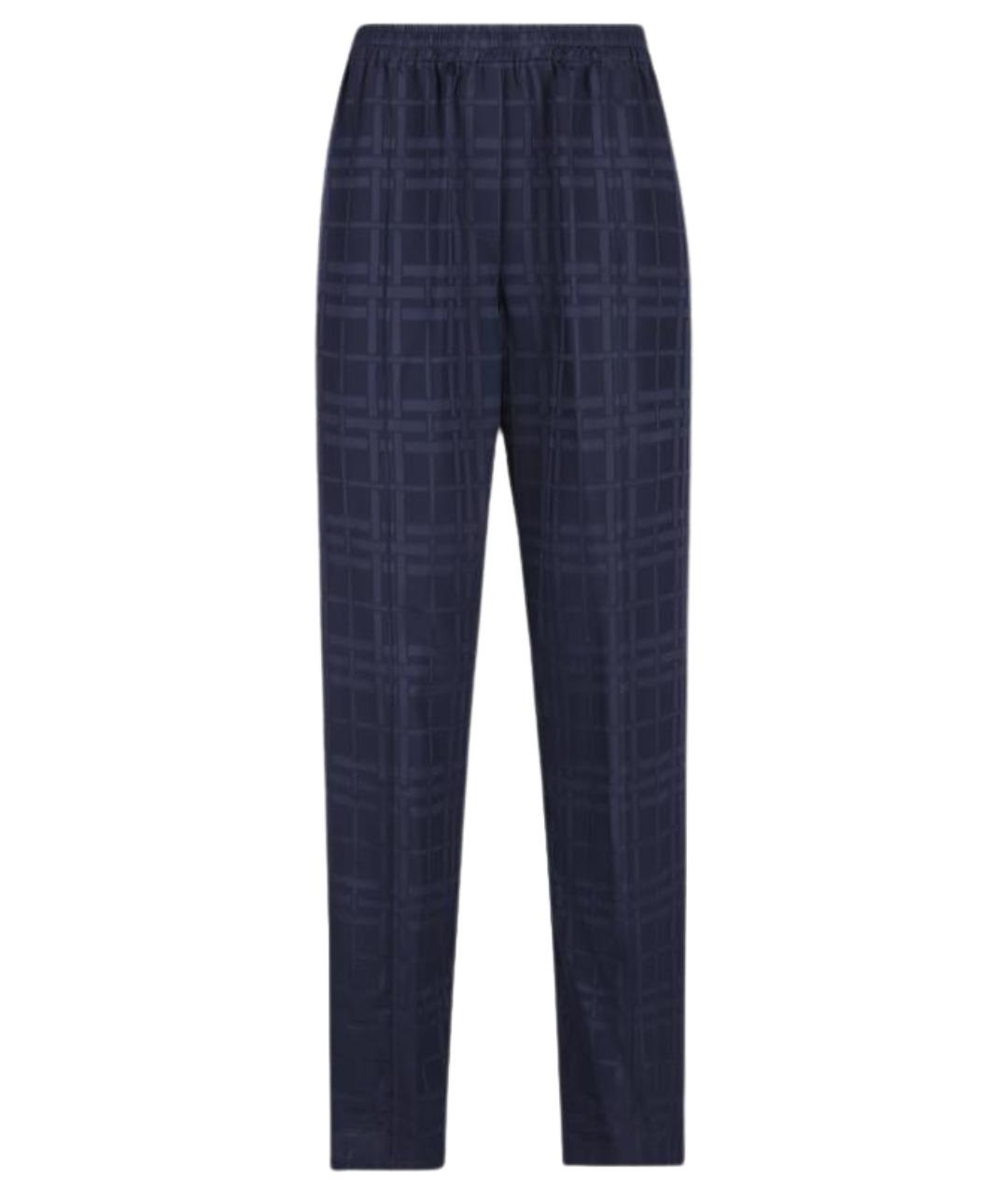 BURBERRY Синие шелковые прямые брюки, фото 1