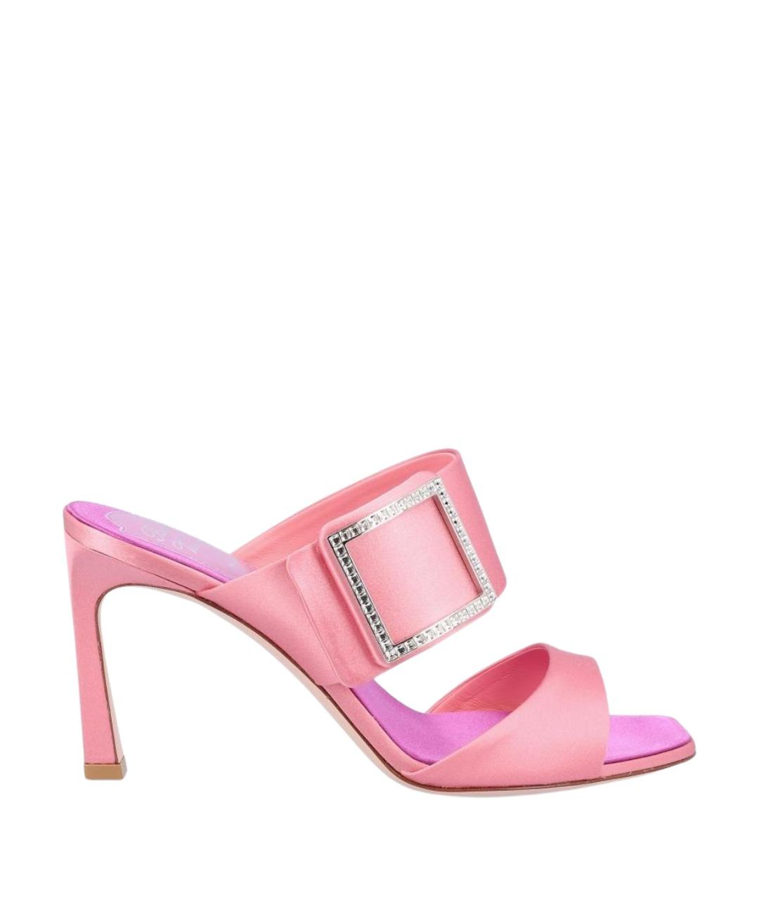ROGER VIVIER Розовые текстильные мюли, фото 1