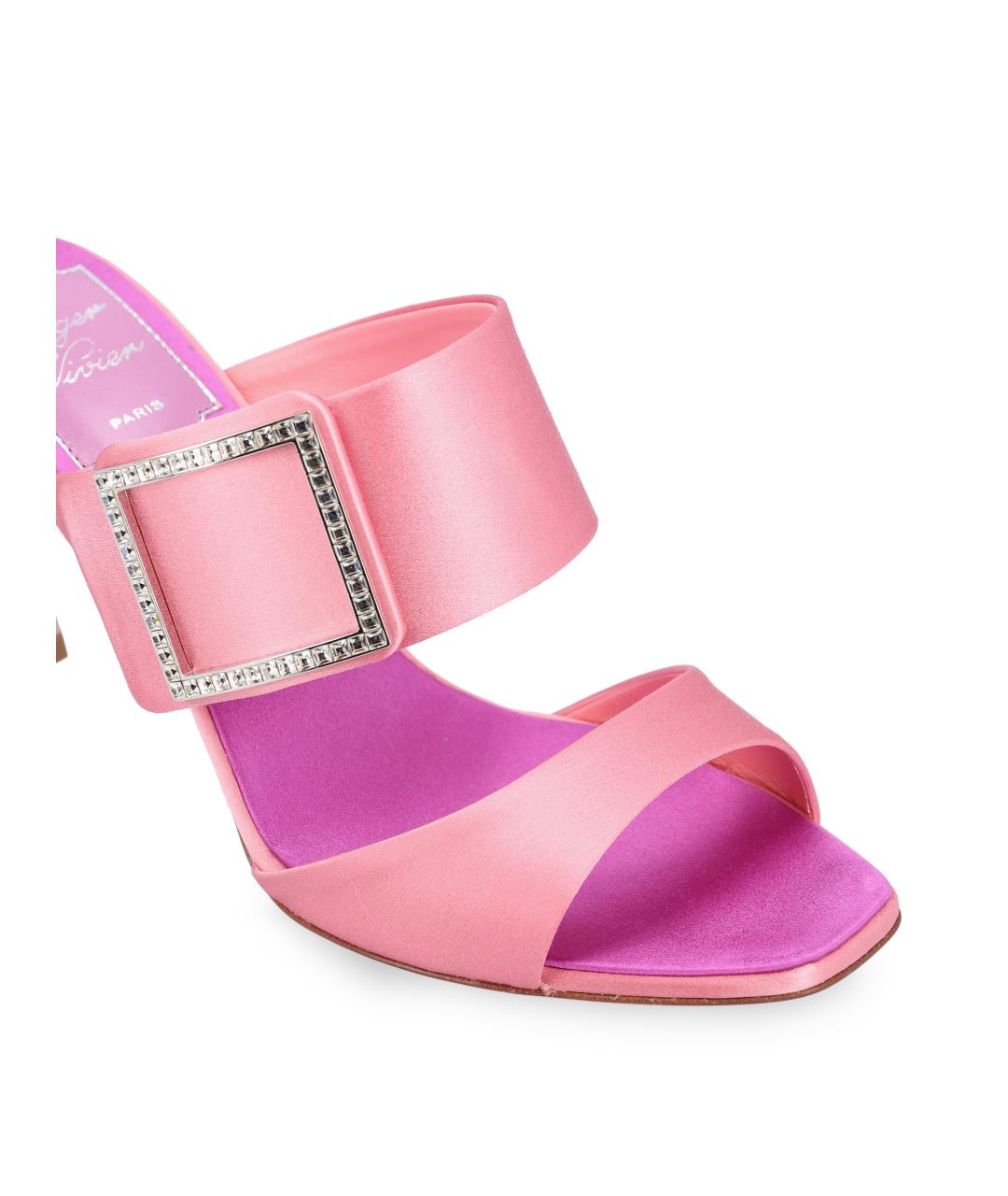 ROGER VIVIER Розовые текстильные мюли, фото 4