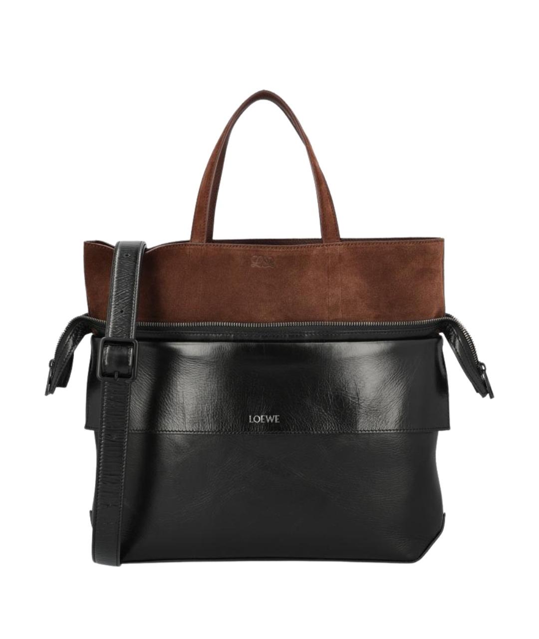 LOEWE Черная кожаная сумка тоут, фото 1