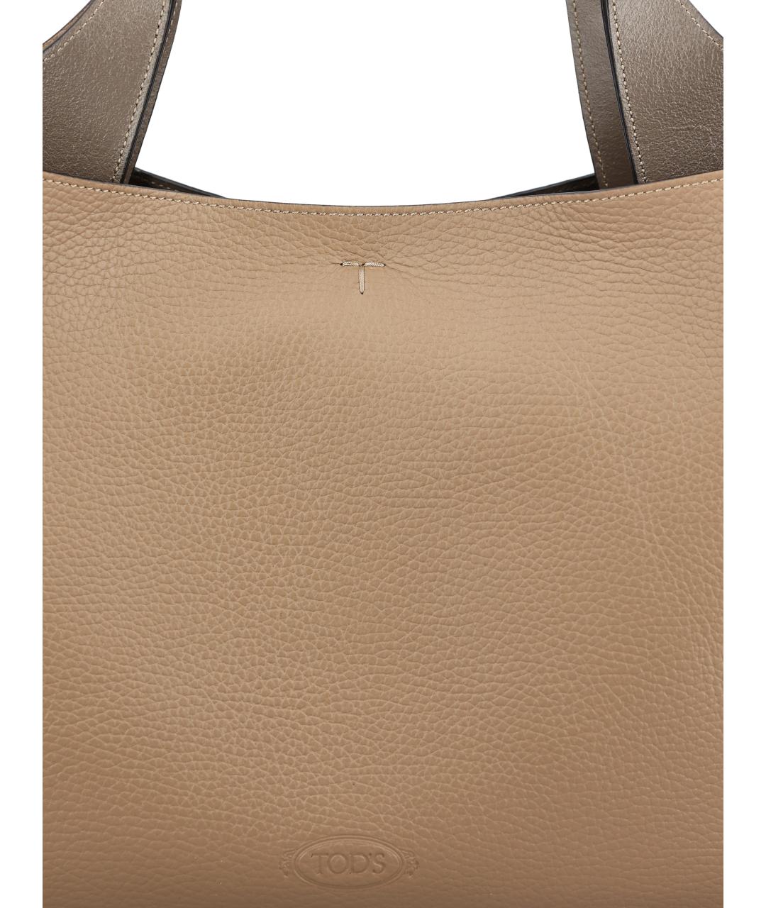 TOD'S Бежевая кожаная сумка тоут, фото 4