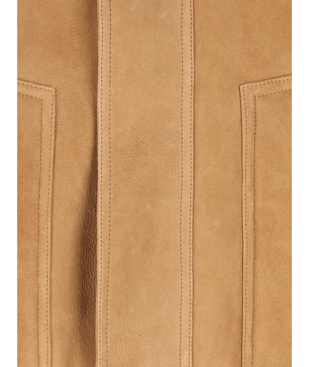 SAINT LAURENT Бежевая кожаная куртка, фото 3