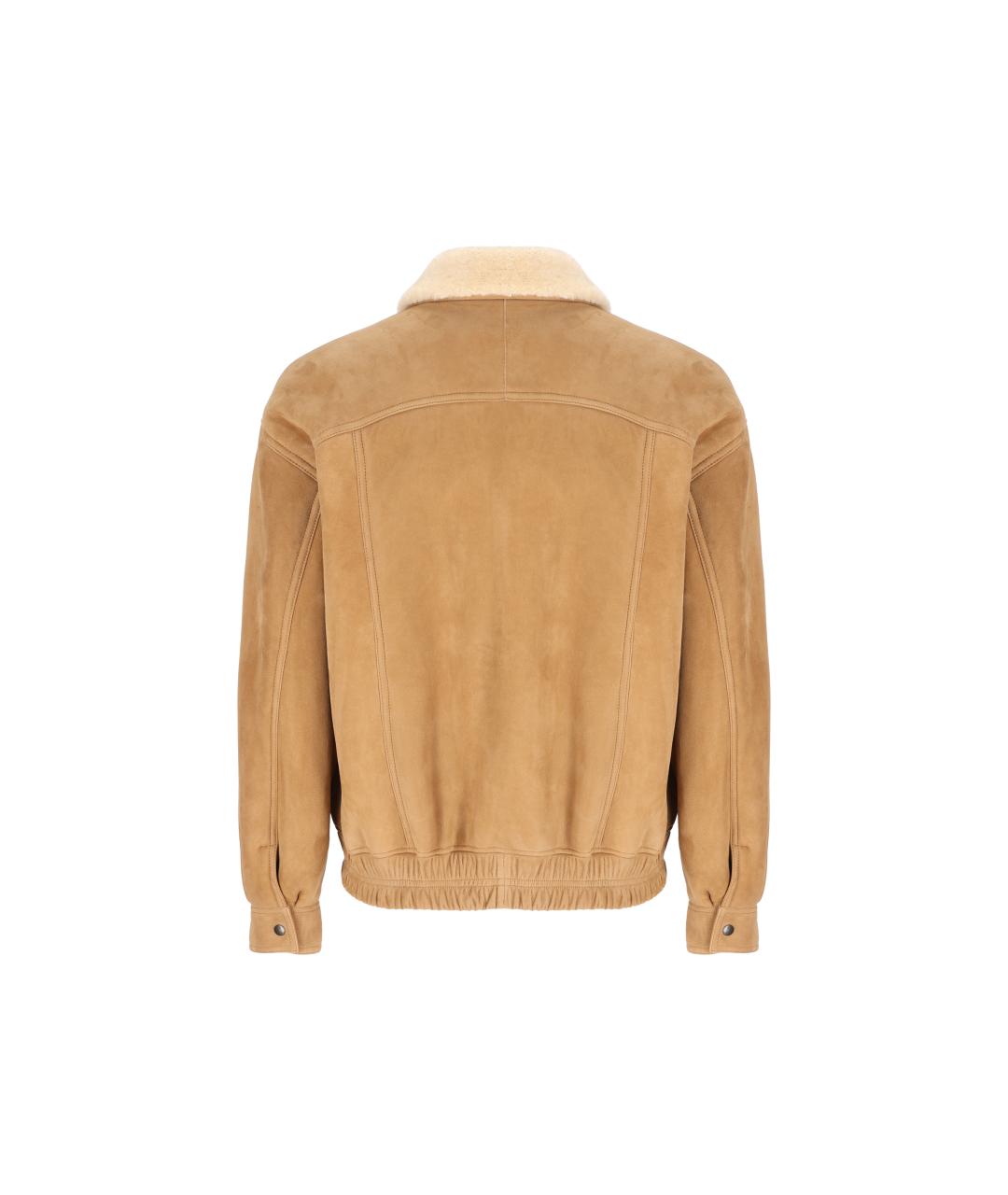 SAINT LAURENT Бежевая кожаная куртка, фото 2