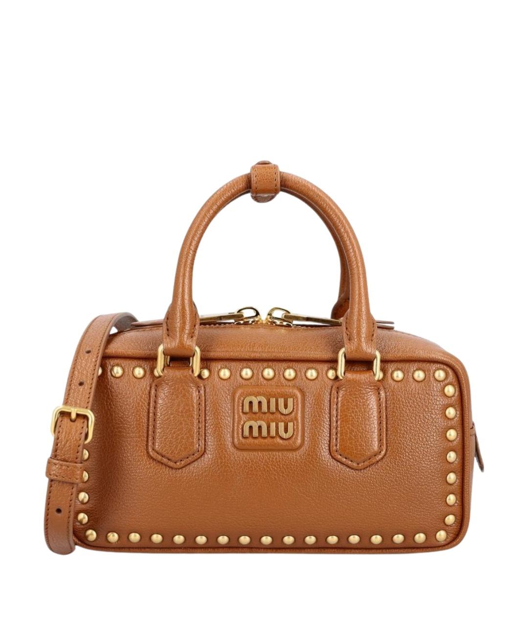 MIU MIU Коричневая кожаная сумка с короткими ручками, фото 1
