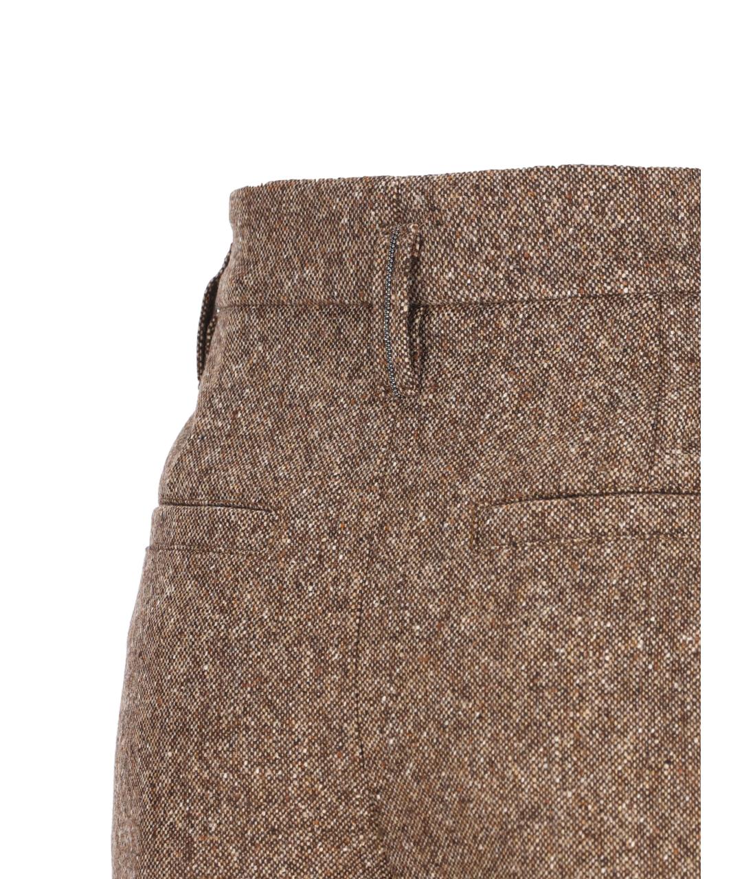BRUNELLO CUCINELLI Коричневые шерстяные брюки широкие, фото 4