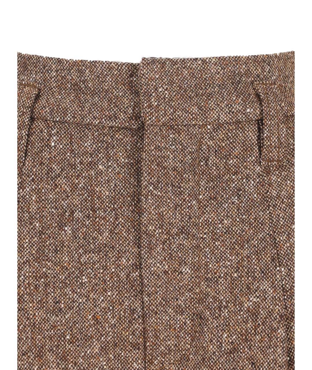 BRUNELLO CUCINELLI Коричневые шерстяные брюки широкие, фото 3