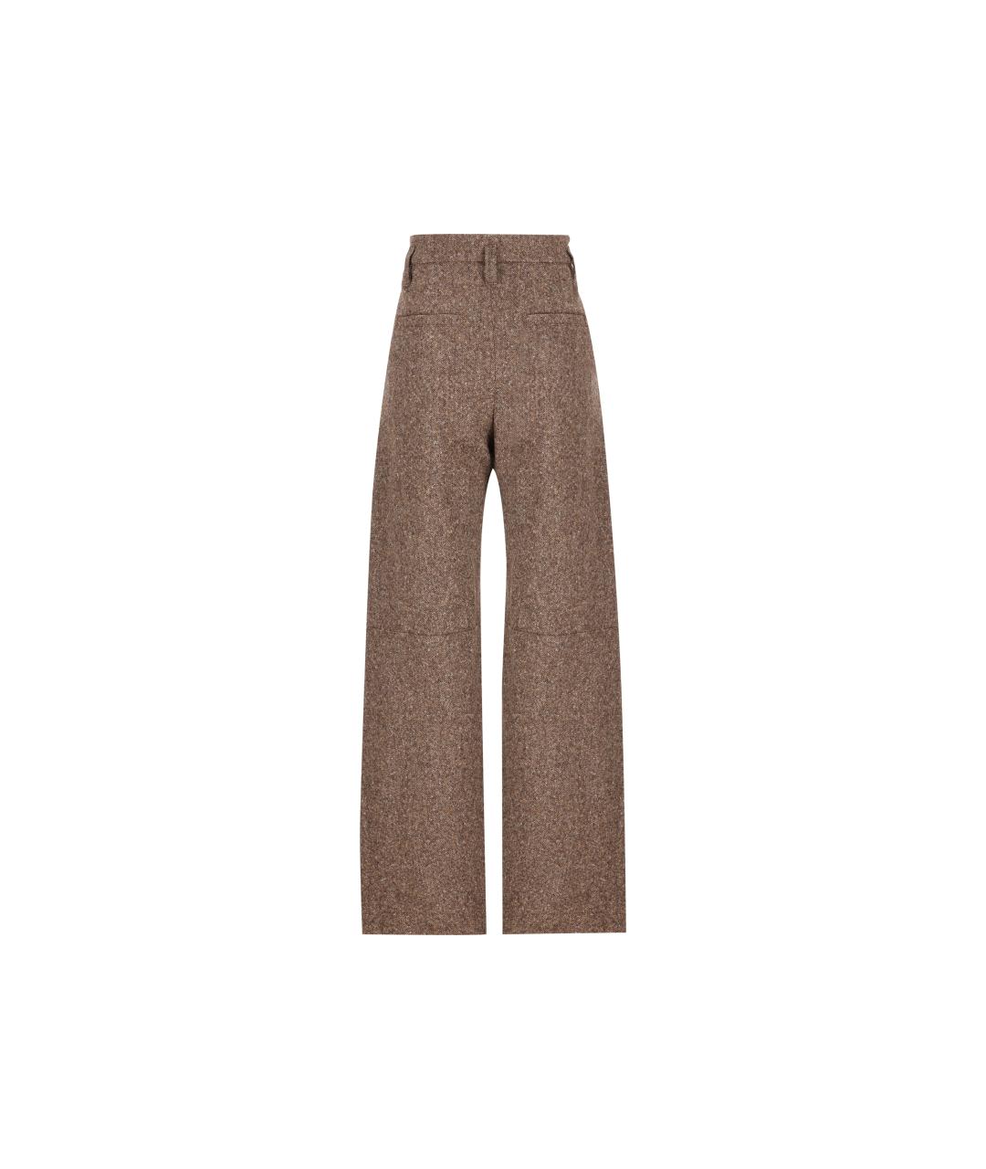 BRUNELLO CUCINELLI Коричневые шерстяные брюки широкие, фото 2