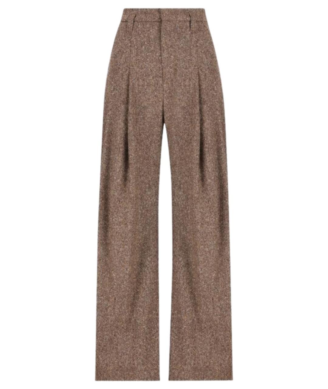 BRUNELLO CUCINELLI Коричневые шерстяные брюки широкие, фото 1