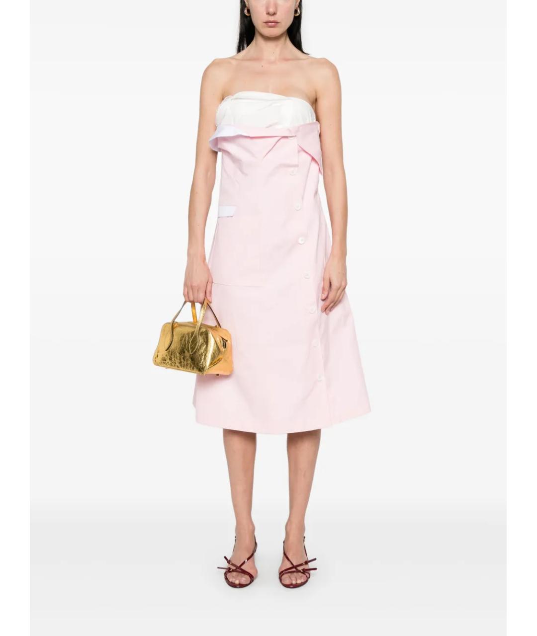 MIU MIU Розовое хлопковое повседневное платье, фото 4