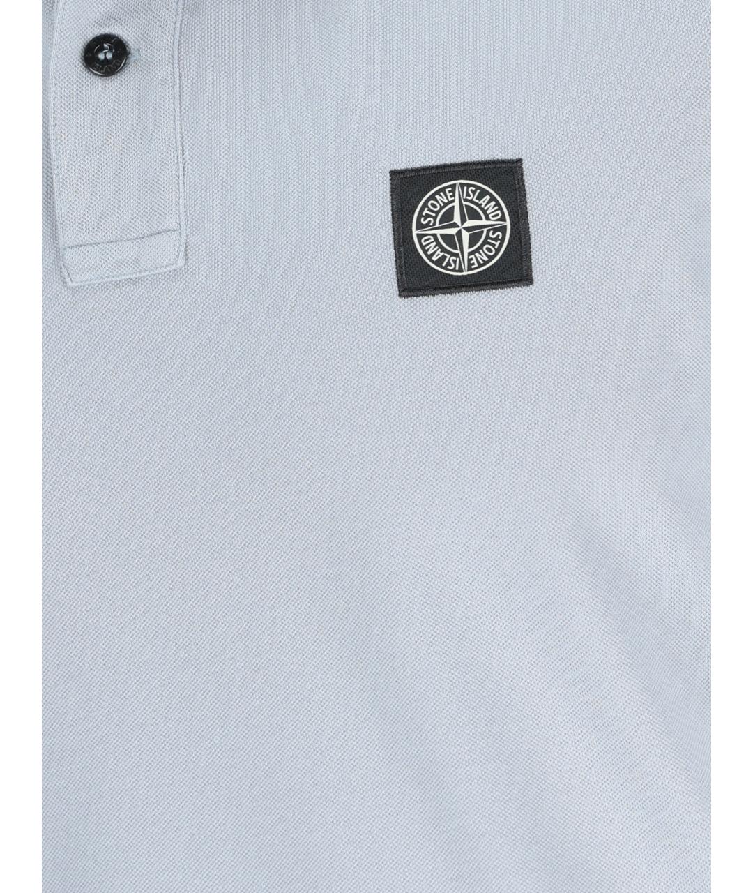 STONE ISLAND Серое хлопковое поло с коротким рукавом, фото 4