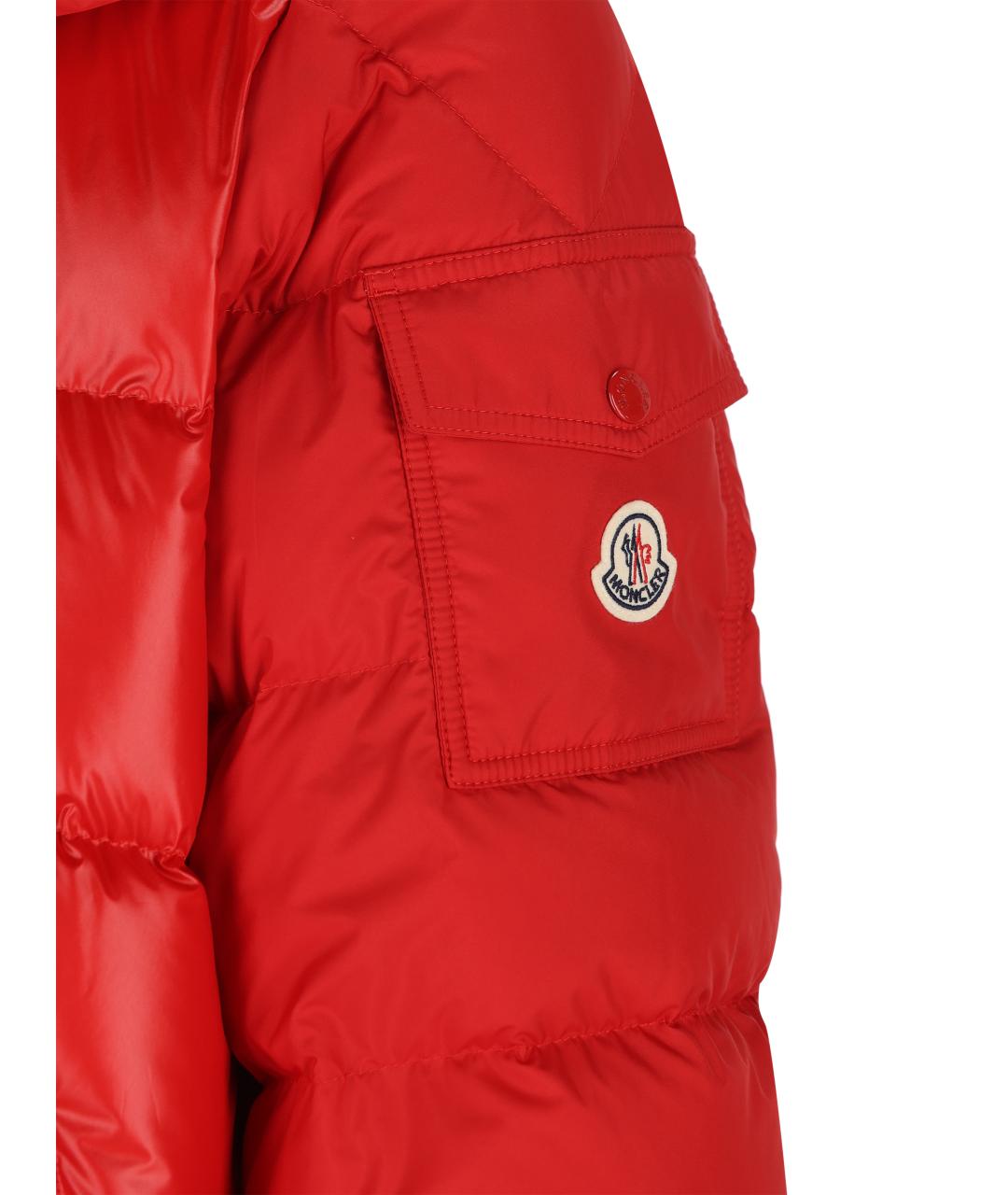 MONCLER Красный полиэстеровый пуховик, фото 4
