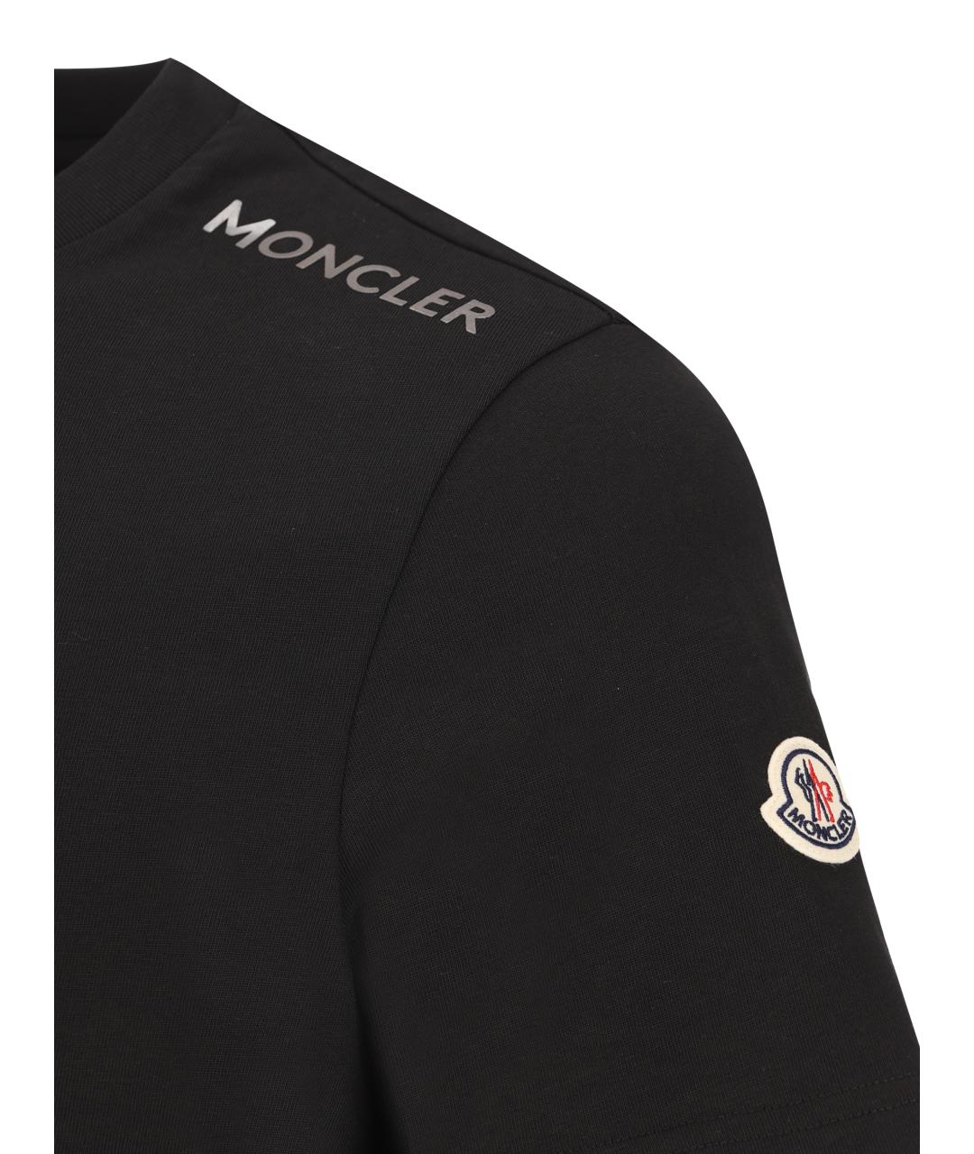 MONCLER Черная хлопковая футболка, фото 4