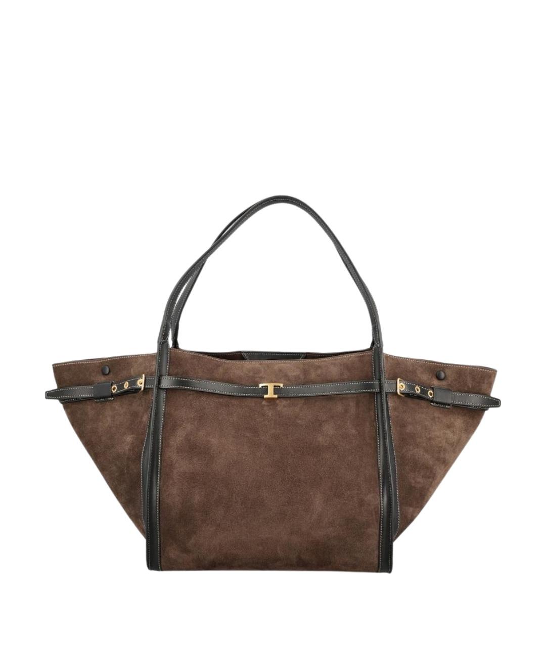 TOD'S Коричневая замшевая сумка тоут, фото 1