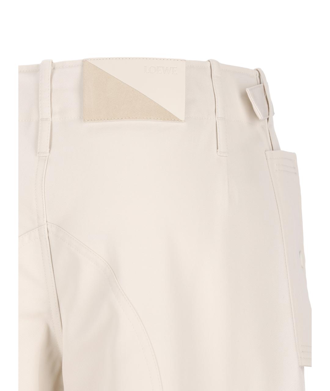 LOEWE Белые хлопковые брюки широкие, фото 3