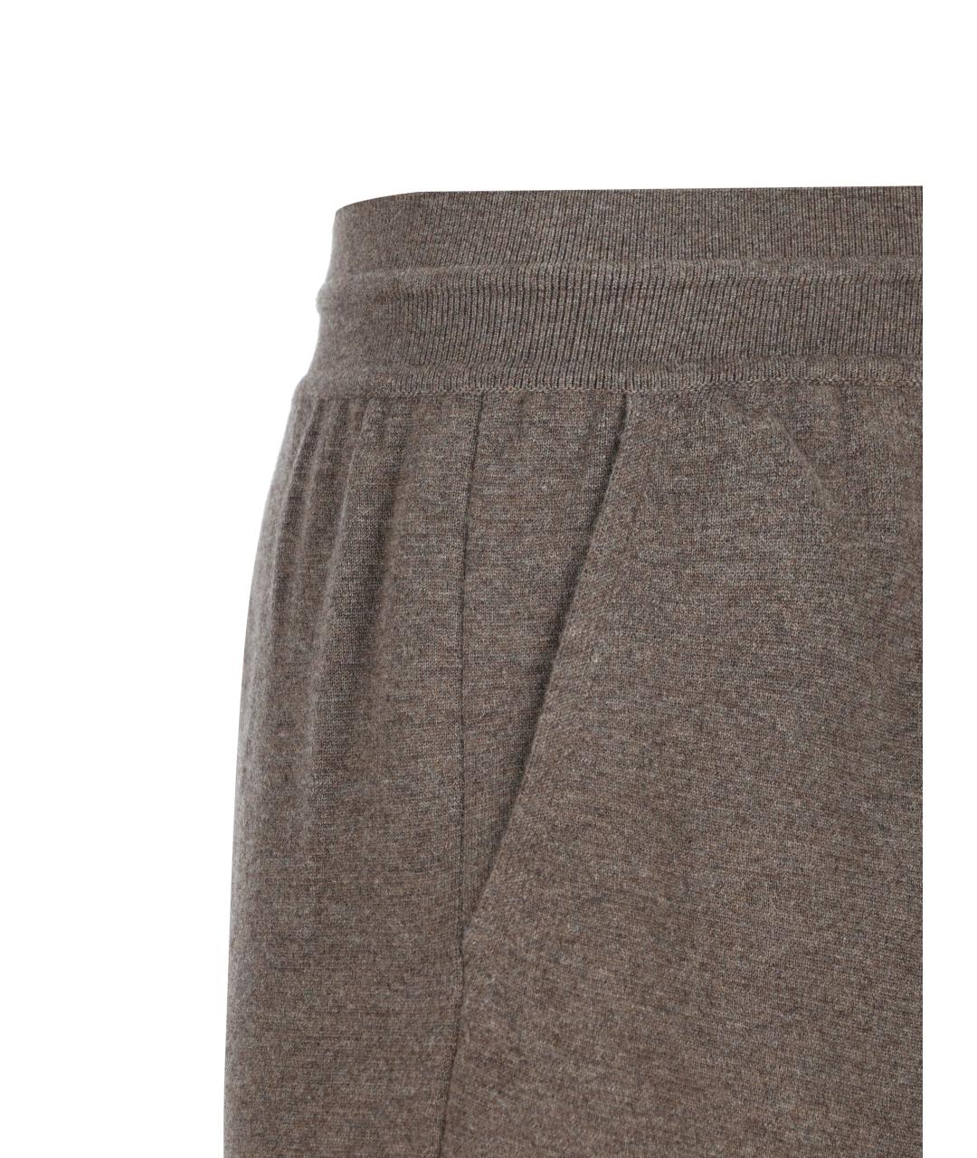 LORO PIANA Коричневые кашемировые повседневные брюки, фото 4