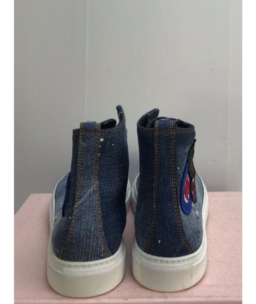 DSQUARED2 Синие текстильные высокие кроссовки / кеды, фото 4