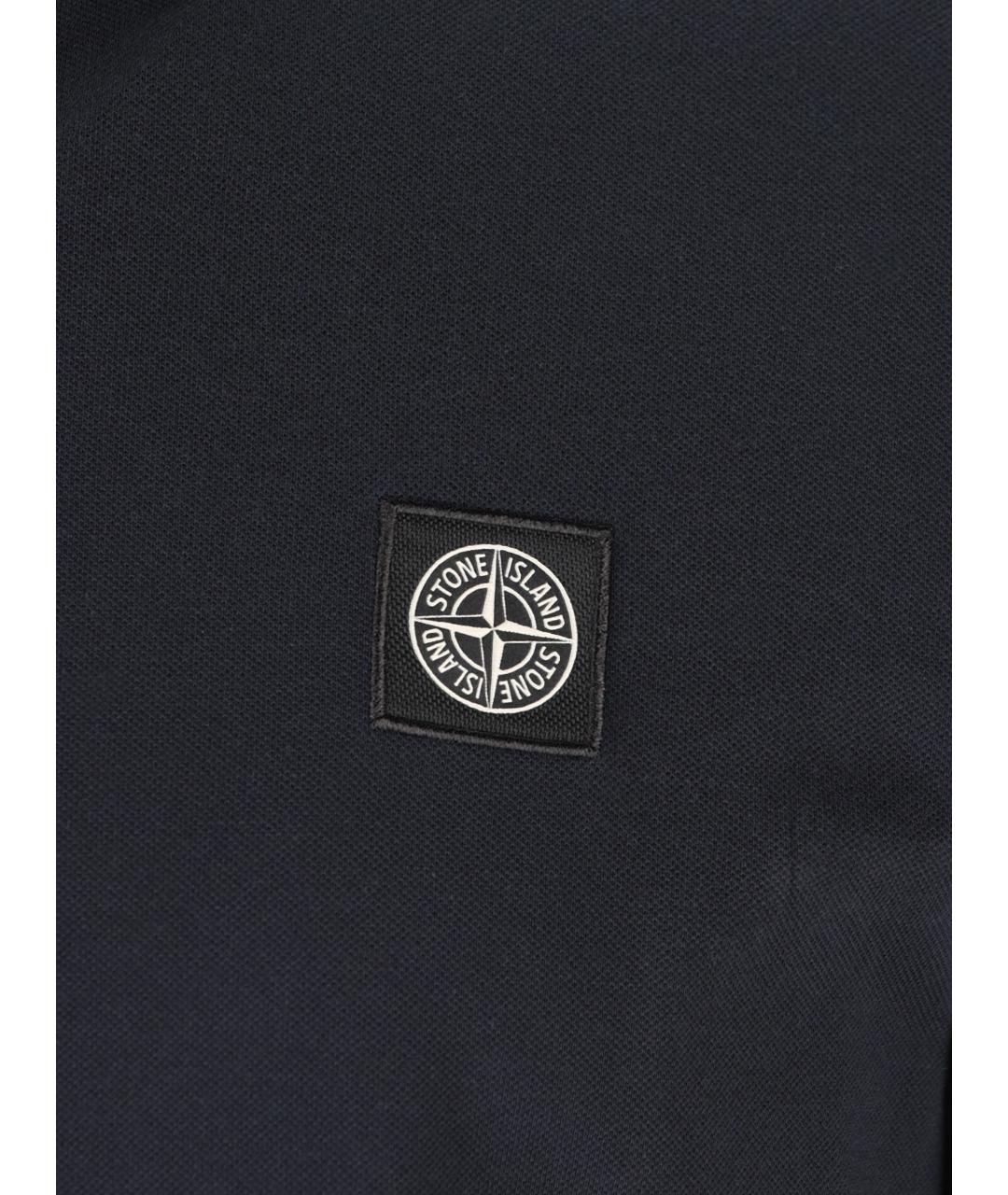 STONE ISLAND Темно-синее хлопковое поло с коротким рукавом, фото 4