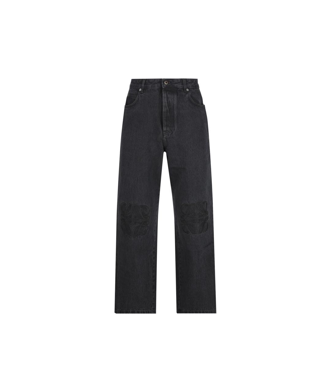 LOEWE Черные хлопко-полиэстеровые прямые джинсы, фото 5